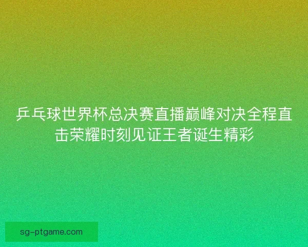 乒乓球世界杯总决赛直播巅峰对决全程直击荣耀时刻见证王者诞生精彩